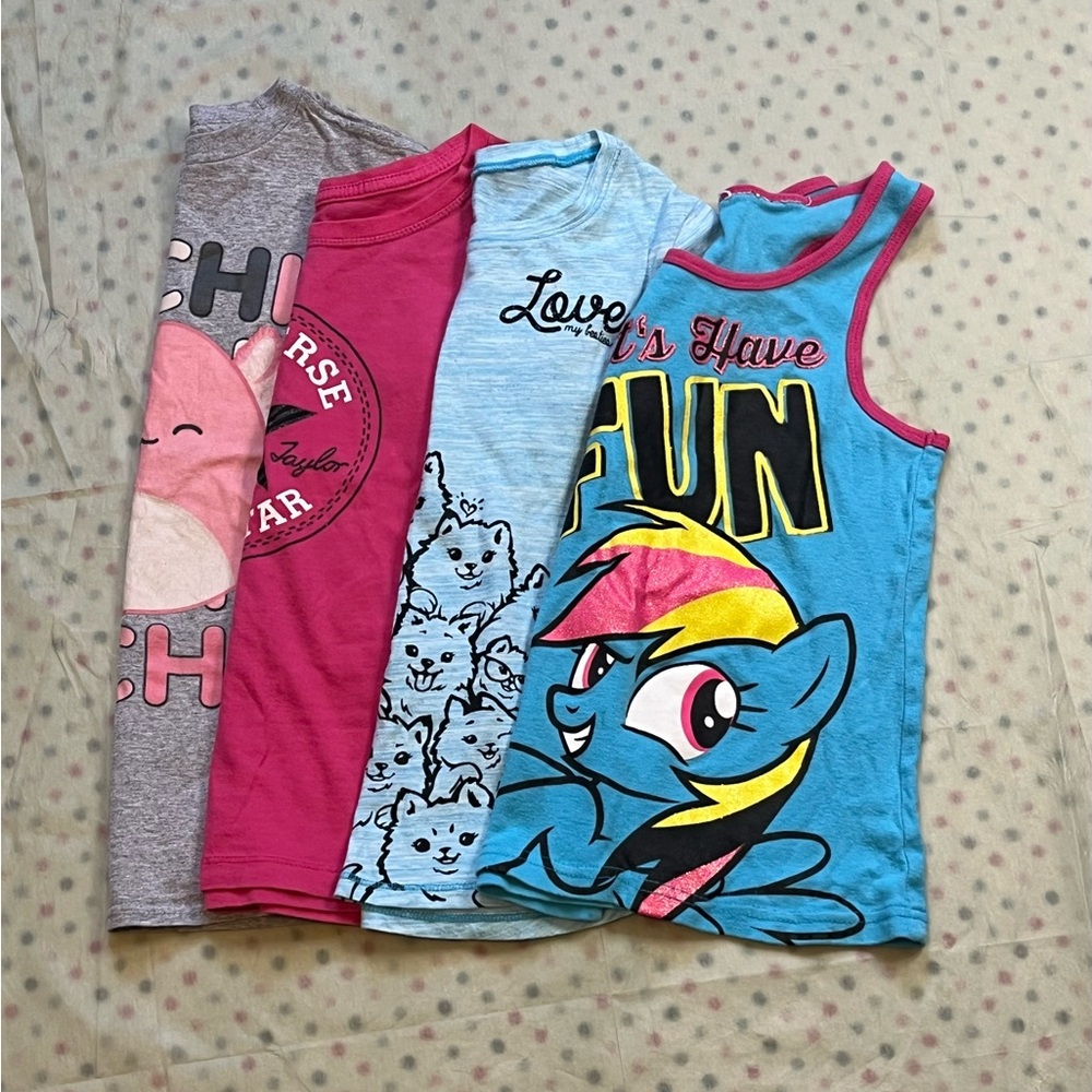 Sz Sm(6) kids tank top & T-shirt bundle Converse Squishmallow Justice MLP